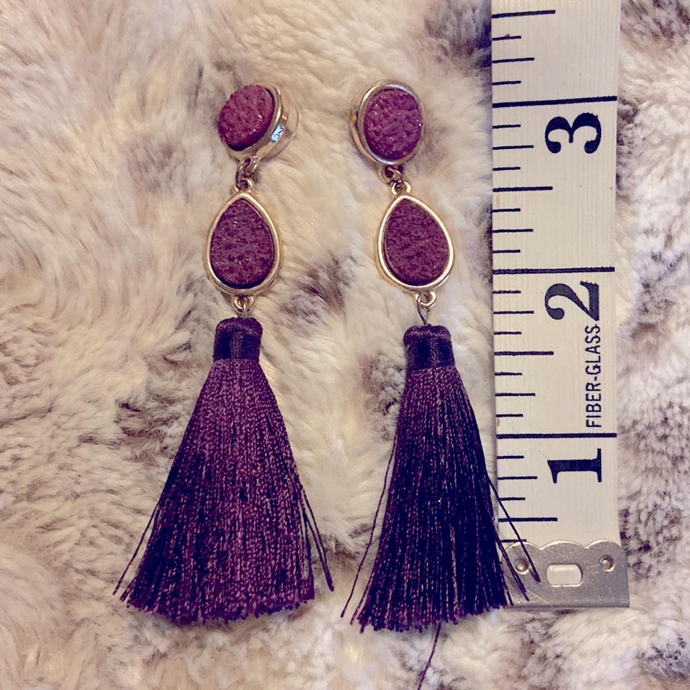Purple tassel earrings (NWOT)